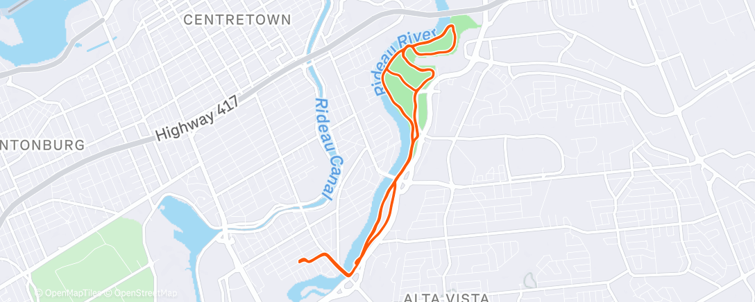 Map of the activity, Morning Run-Ski-Run