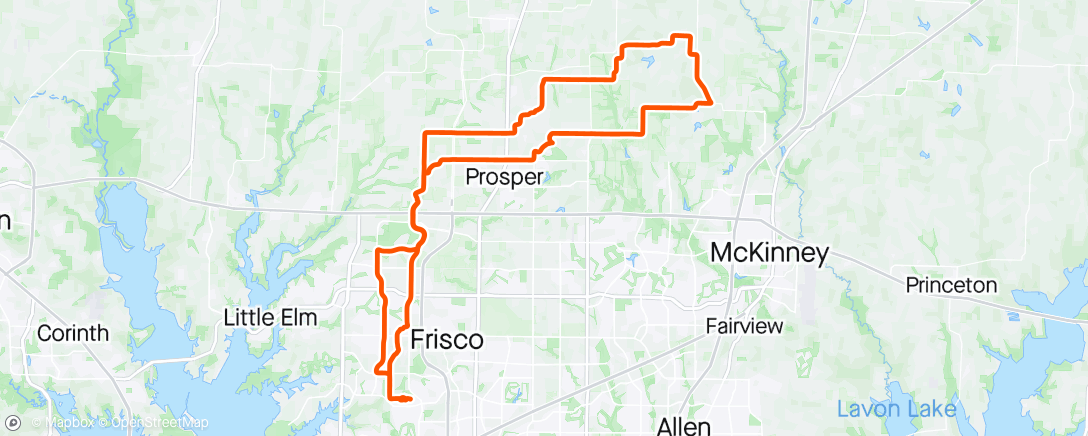 Map of the activity, Morning Gravel Ride Frisco, Texas ☁️