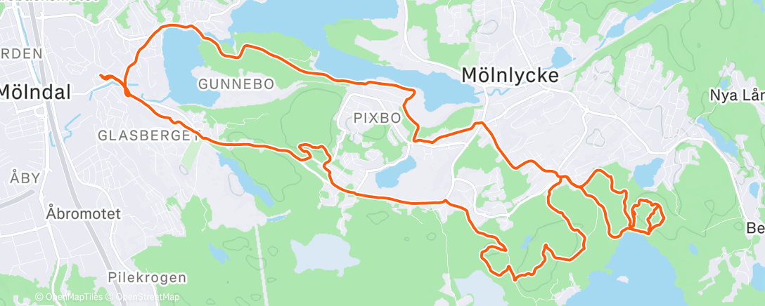 Map of the activity, DC-runda till Mölnlycke