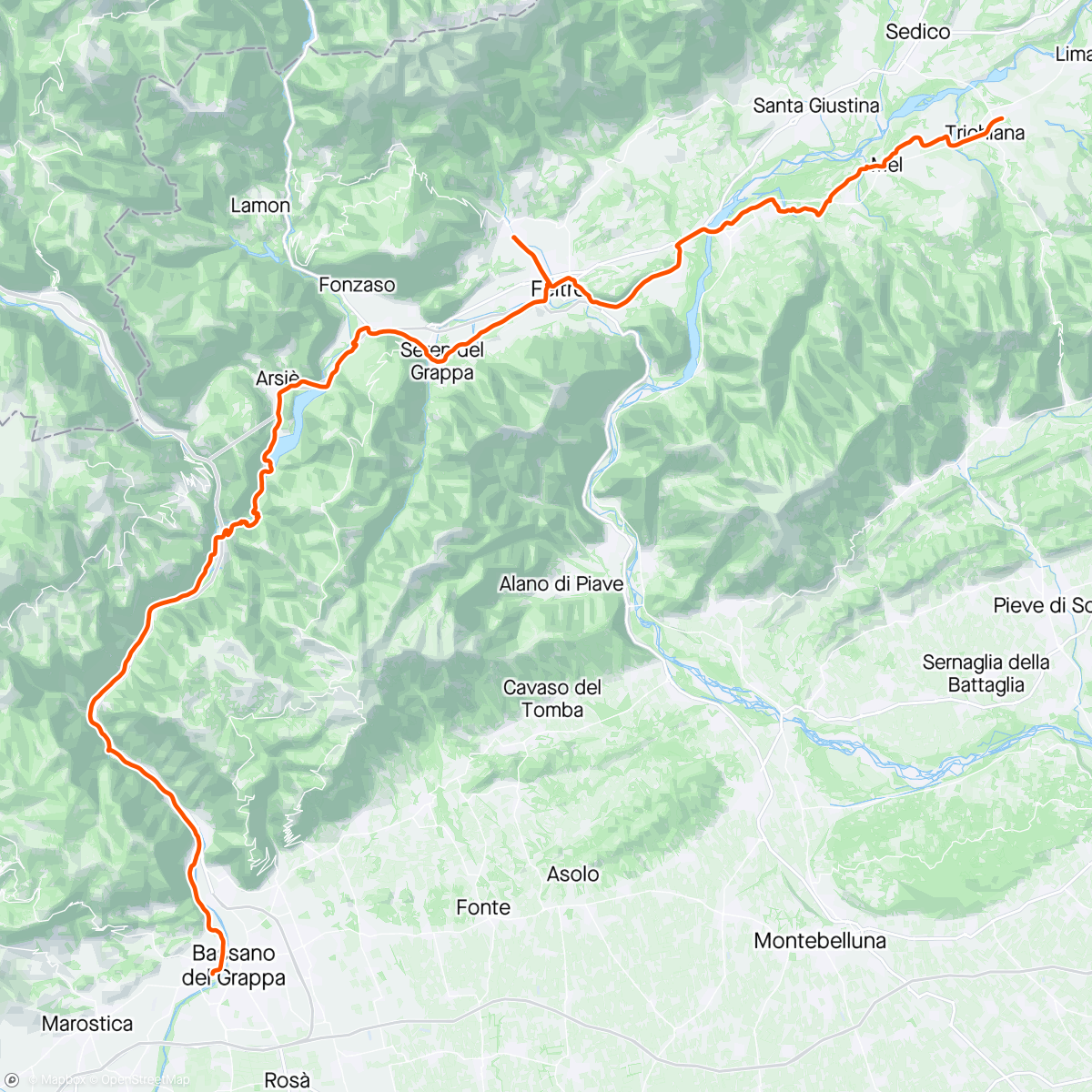 Map of the activity, Veneto gravel new 200 giorno 1