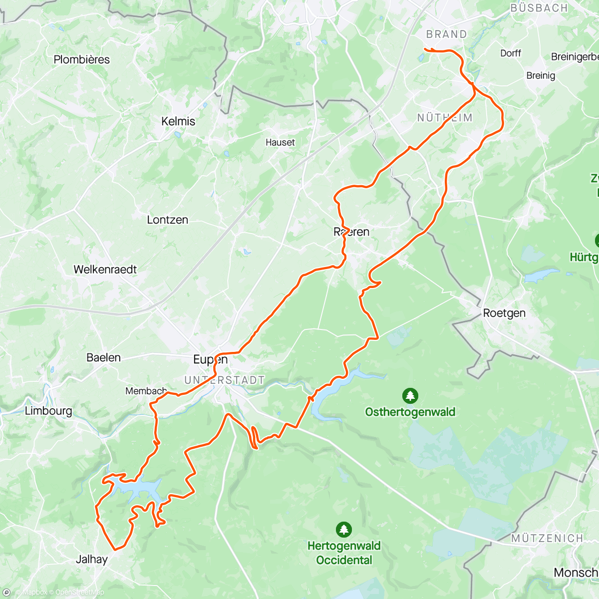 Map of the activity, Gravel-Fahrt Gileppe Talsperre