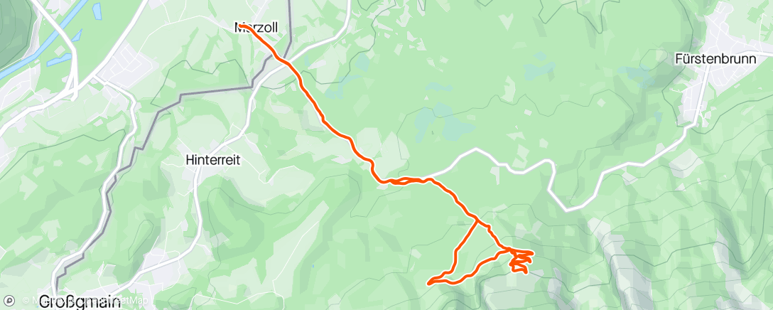 Map of the activity, Sunny uphill with empty legs