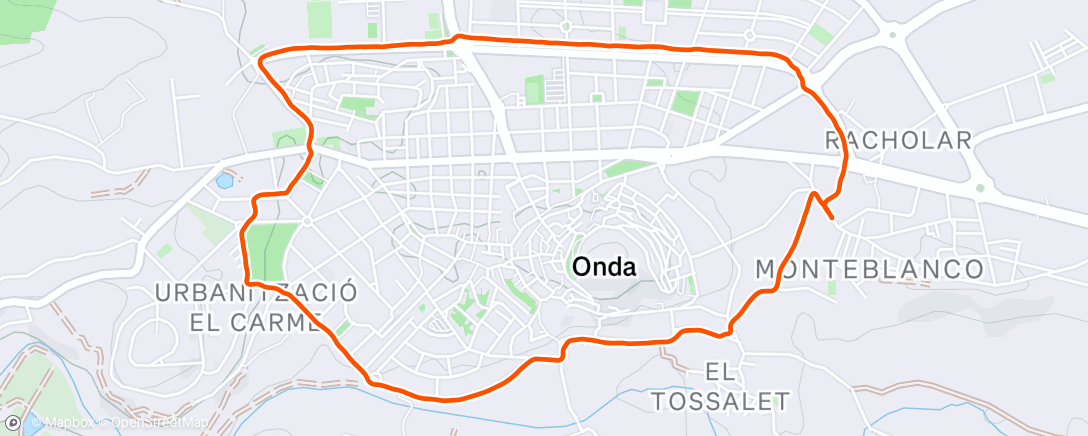 Map of the activity, Carrera al anochecer