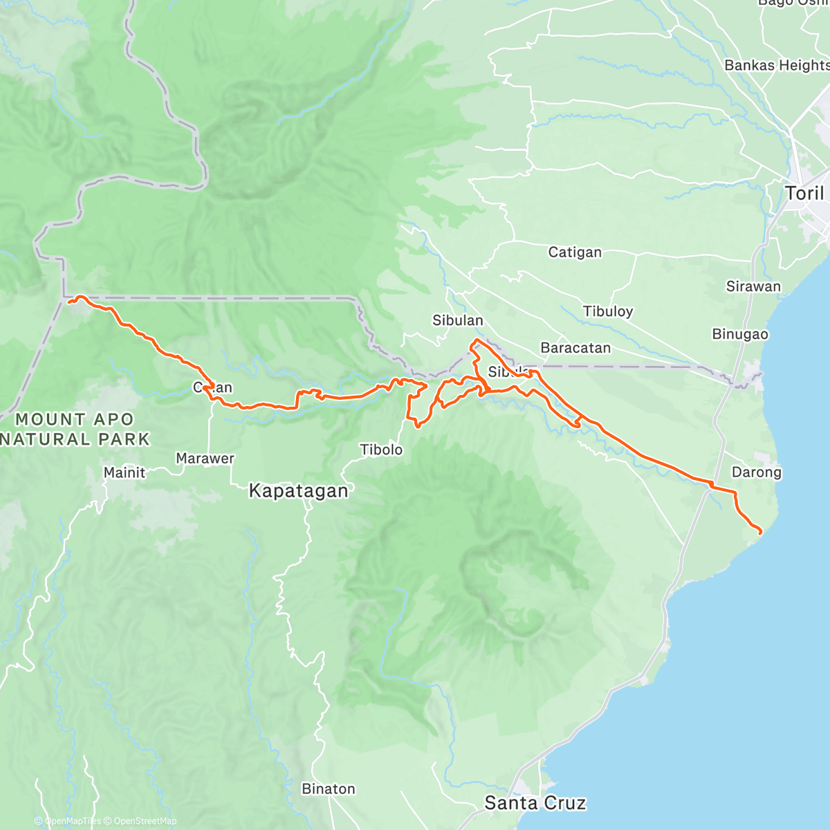 Map of the activity, Apo 100 miler DNF