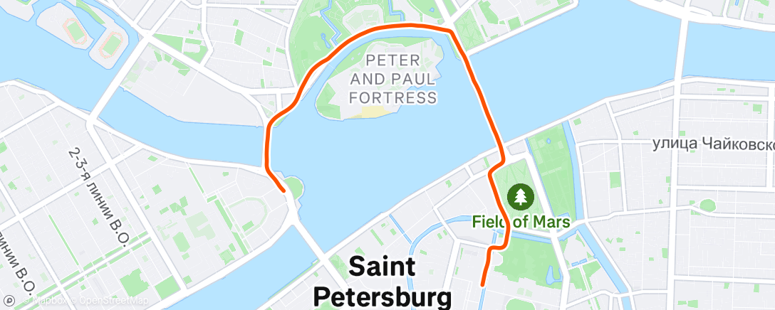 Map of the activity, Утренний забег