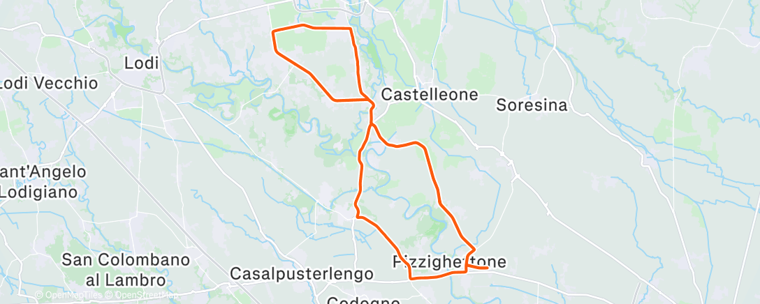 Map of the activity, Pedalata dell'ora di pranzo