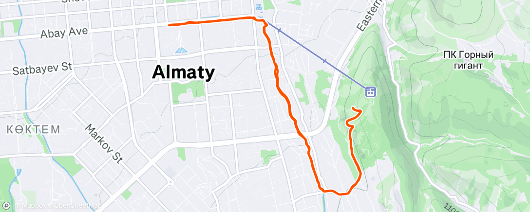 Map of the activity, Evening Trail Run