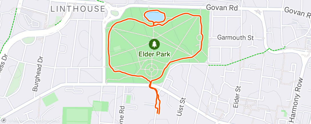 Map of the activity, Just a lap of the park 🏞️ before a brew ☕, breakfast & work...