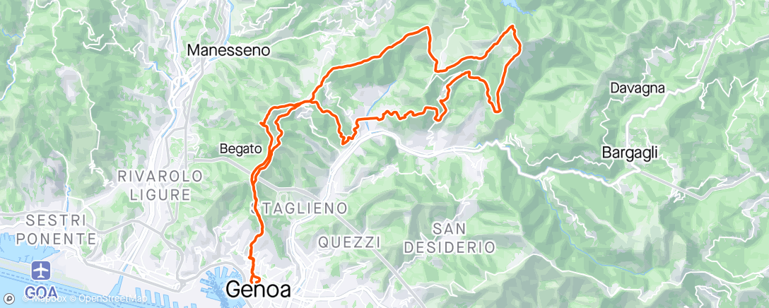 Map of the activity, Genova marathon trail 46km 2700mtr d+
7h25