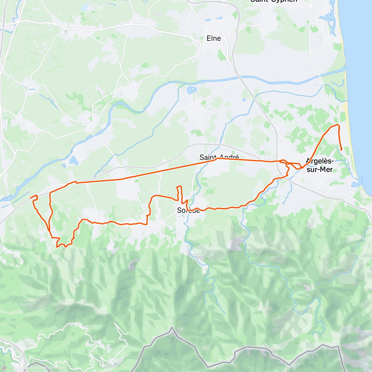 Map of the activity, Sortie vélo le matin