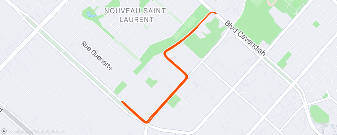 Map of the activity, Pacer Sarah sur 5k ✌️  St-Laurent, Circuit Endurance