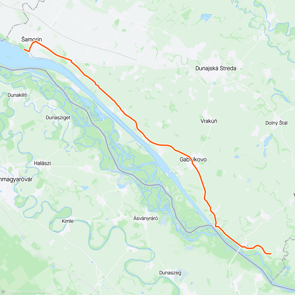 Mapa de la actividad, ROUVY - Challenge Samorin | Slovakia 45 km