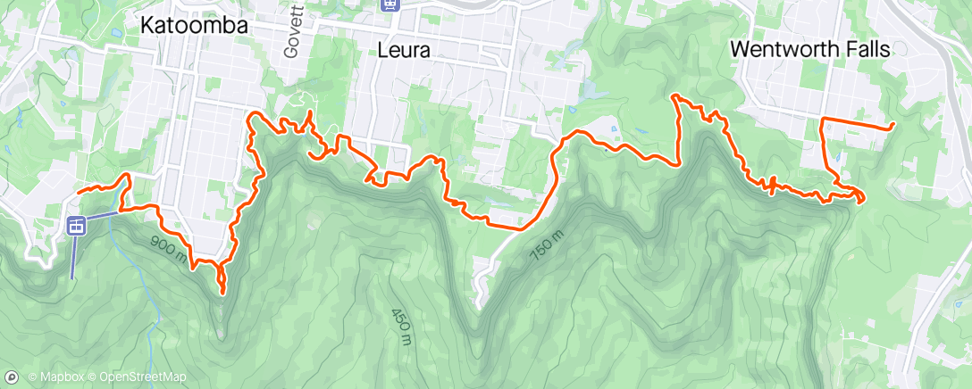 Map of the activity, Wentworth Falls to Katoomba (Cliff Top Track)
