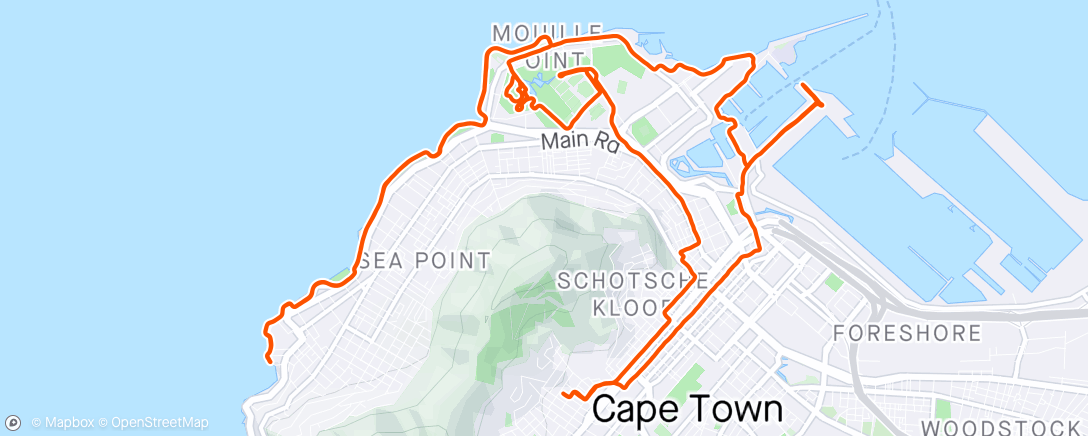Map of the activity, Morning Run to Sea Point and back