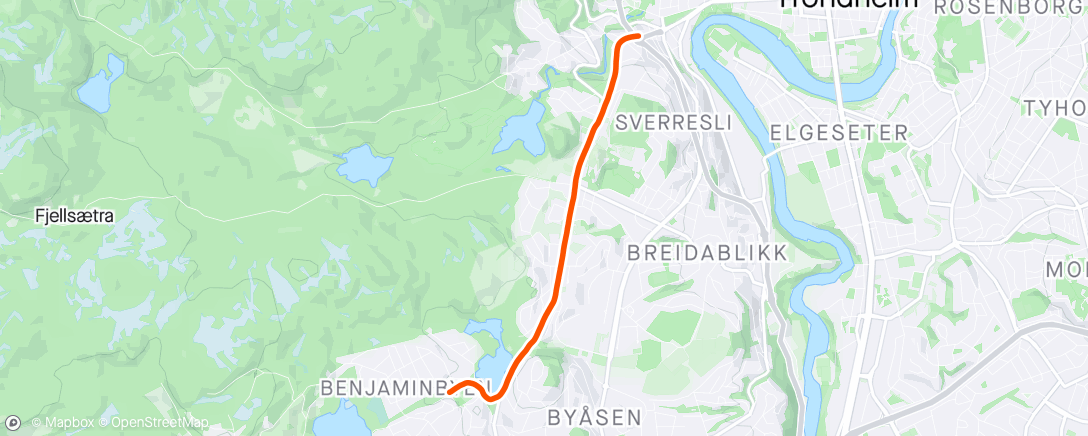 Mapa de la actividad, Gåtur fra Sjøbadet og hjem. 5,6km😃🏊‍♀️