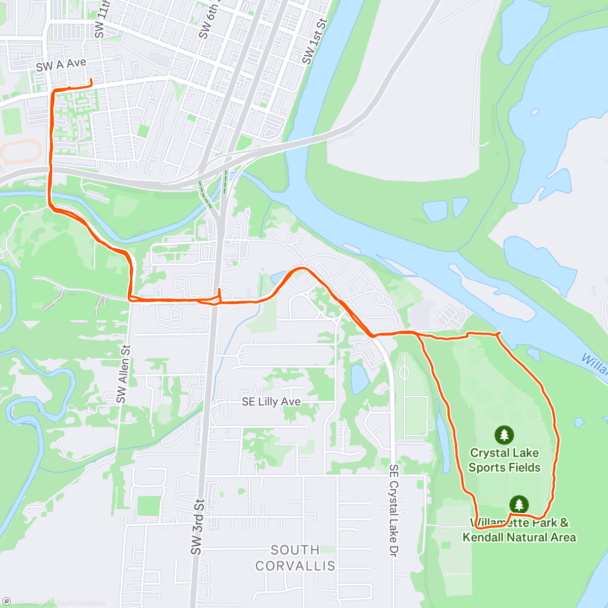 Map of the activity, Evening Run