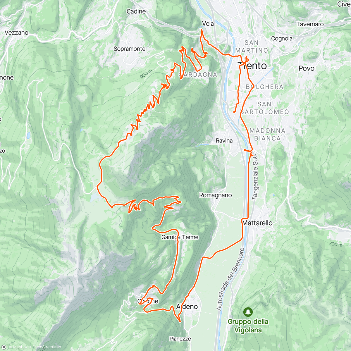 Map of the activity, Monte Bondone