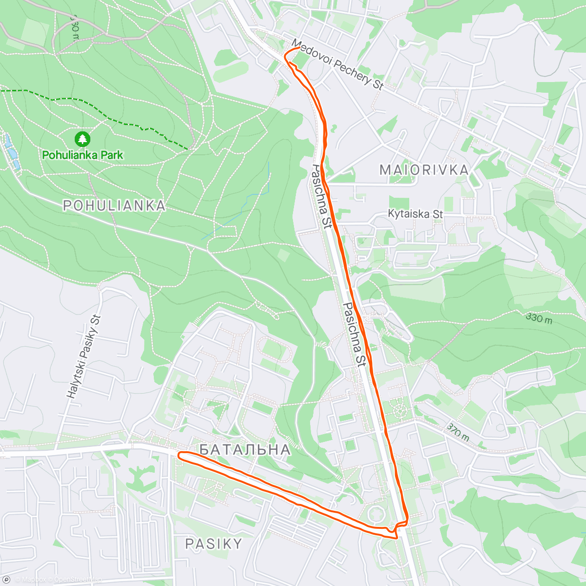 Map of the activity, Вечірня