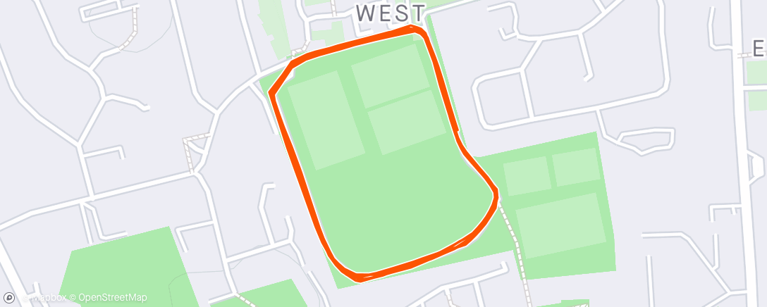 Map of the activity, LWAC Club Run 8 x 800mts 3 min static recovery