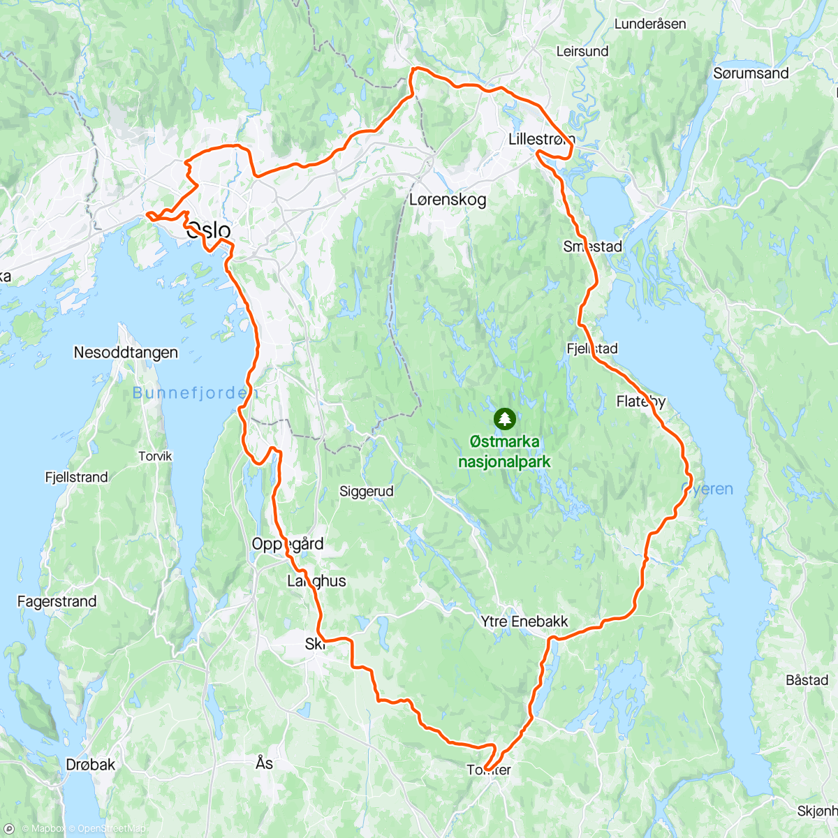 Map of the activity, Morning Ride med Tangen, Kyllingstad og et par til 😊