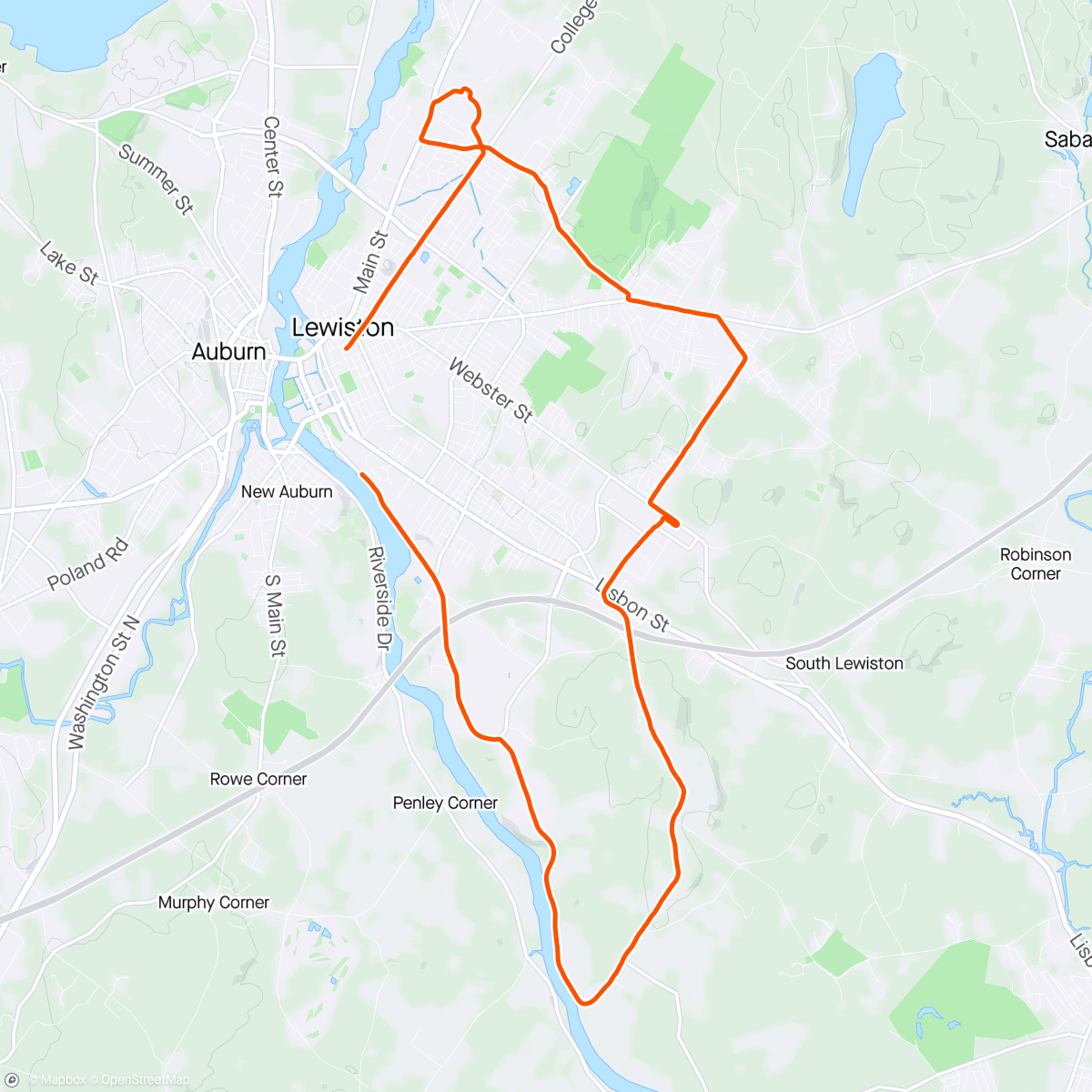Map of the activity, Lewiston Memorial Ride