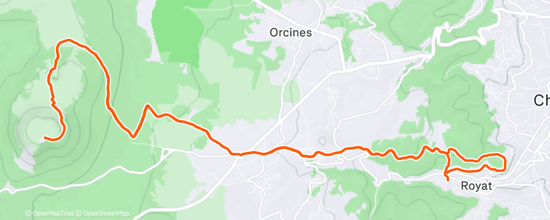 Map of the activity, Royat-PDD  + Fartlek descente!