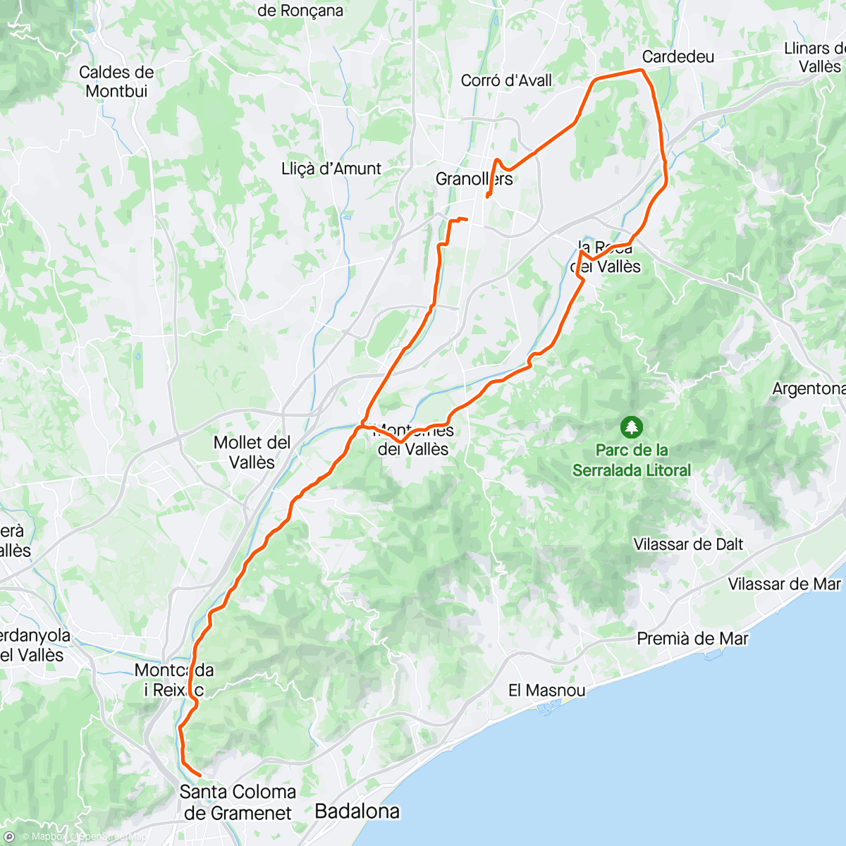 Map of the activity, Tough Mixed Climber Ride