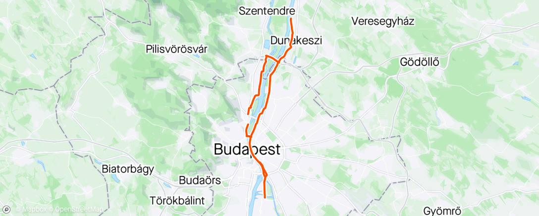 Map of the activity, I 🚴‍♂️ Dunakeszi & Csepel