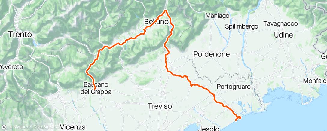 Map of the activity, Gravel Verona - Veneto Gravel day 1 - 400km Short Beach