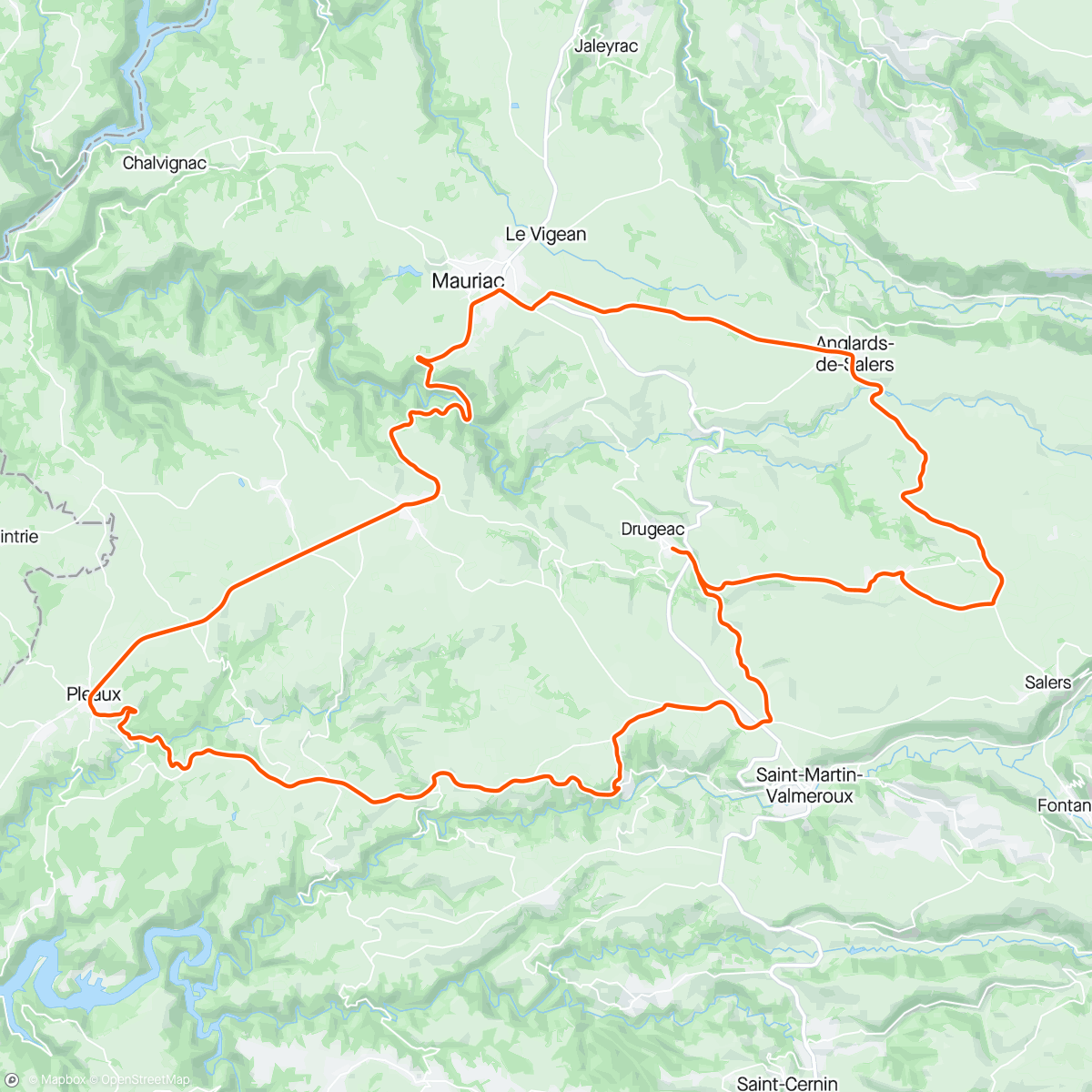 Mapa de la actividad (Route Cantal)
