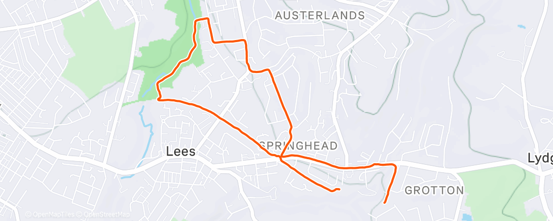 Map of the activity, C25K Week 3 Run 2 ☔ 🏊‍♀️