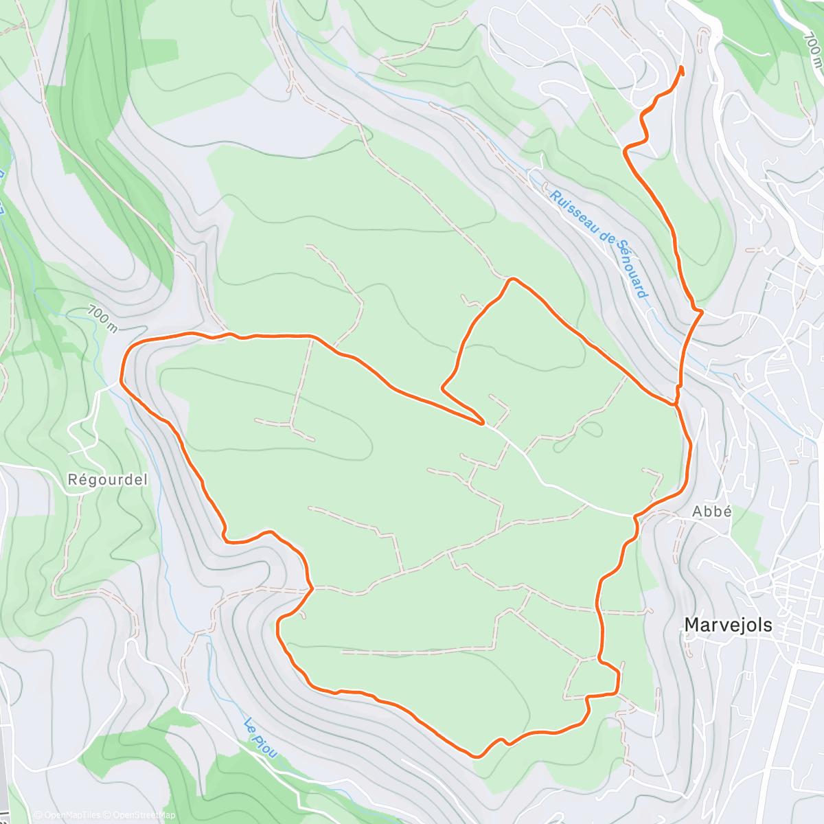 Map of the activity, Run Lozèrien