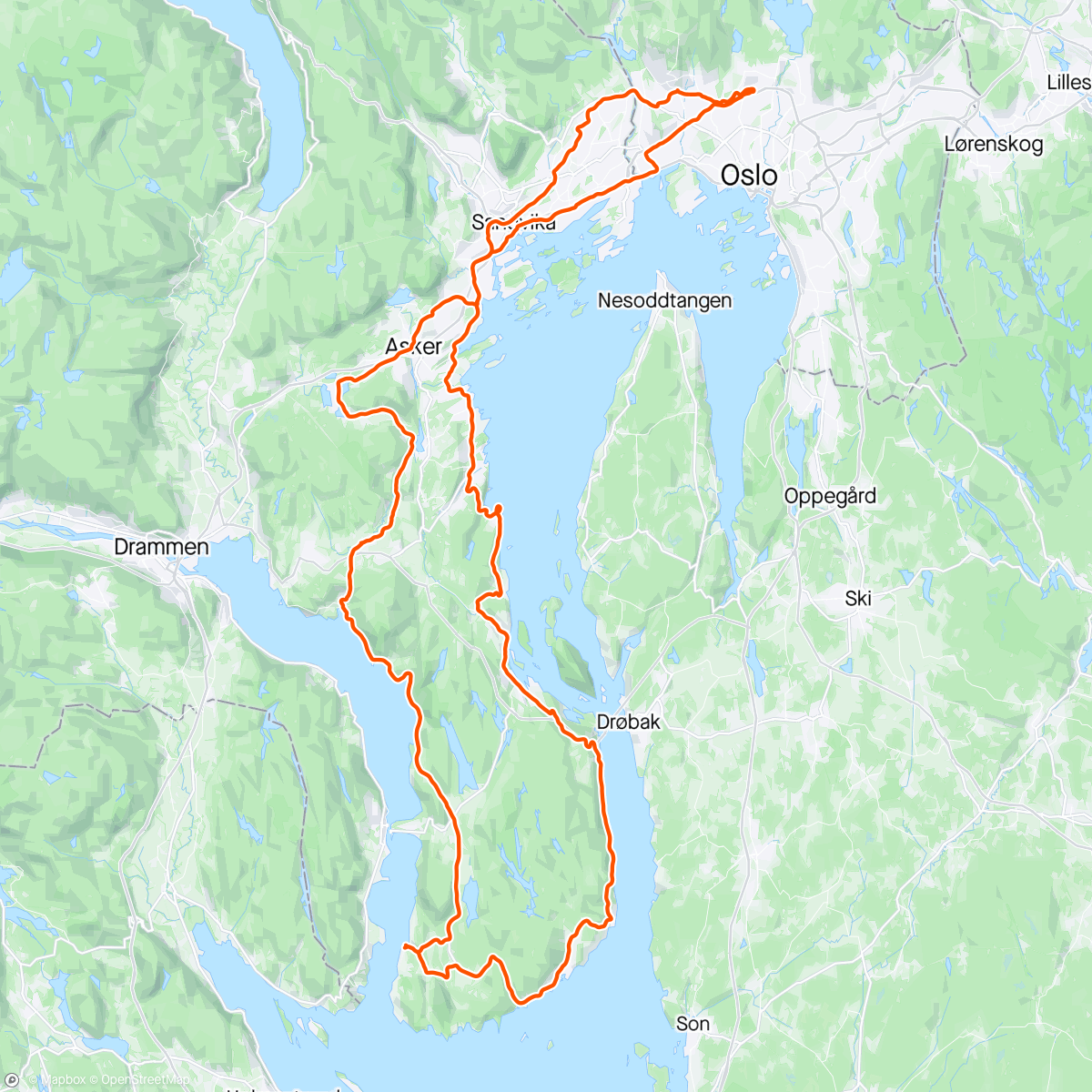 Map of the activity, Tofte og Holmsbu med Endre