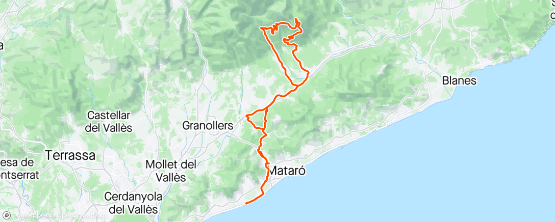 Map of the activity, Road: Bordoi - Sant Celoni - Santa Fé - Costes del Montseny Santa Mª Palautordera - Collet
