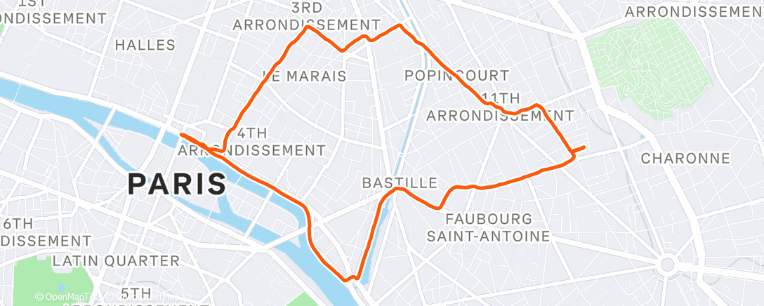 Map of the activity, Morning Run