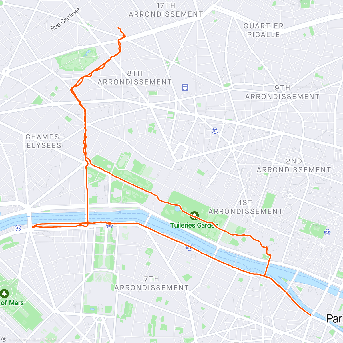 Map of the activity, Course dans Paris