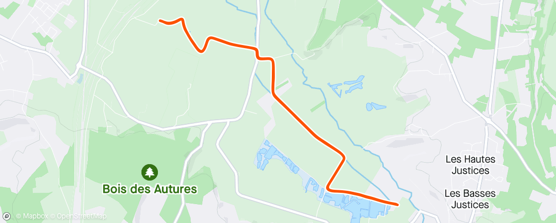 Map of the activity, Course à pied le midi