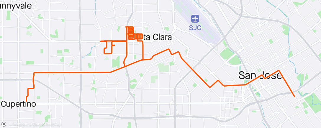 Map of the activity, commute from work. sweet double puncture downtown on the rear wheel, sealant looked like it might win but I plugged both of them & was rolling again in under 50 seconds.  love tubeless.