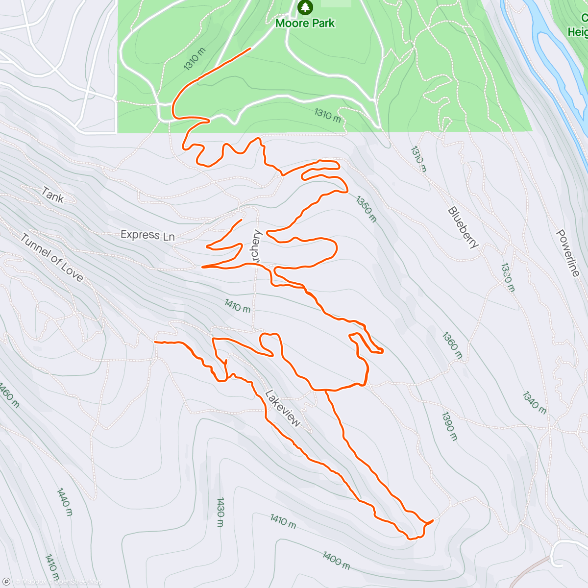 Map of the activity, Afternoon Trail Run with Loki
