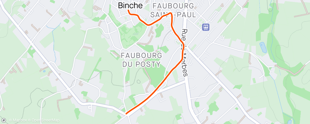 Map of the activity, Start stage 2 : Binche-Solesmes  🌧️✌🏻