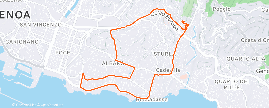 Map of the activity, Corsa mattutina