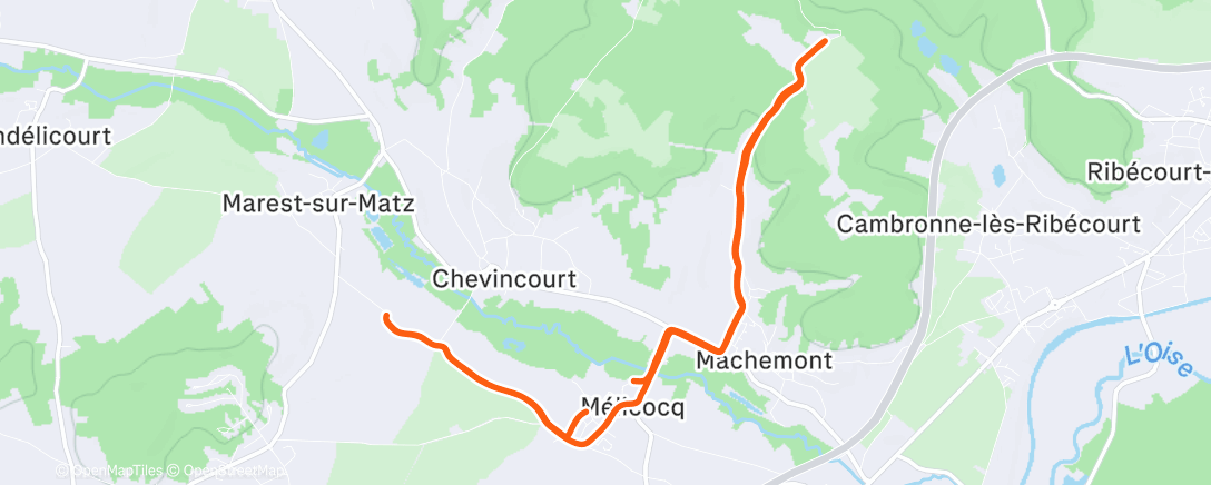 Map of the activity, run 1h