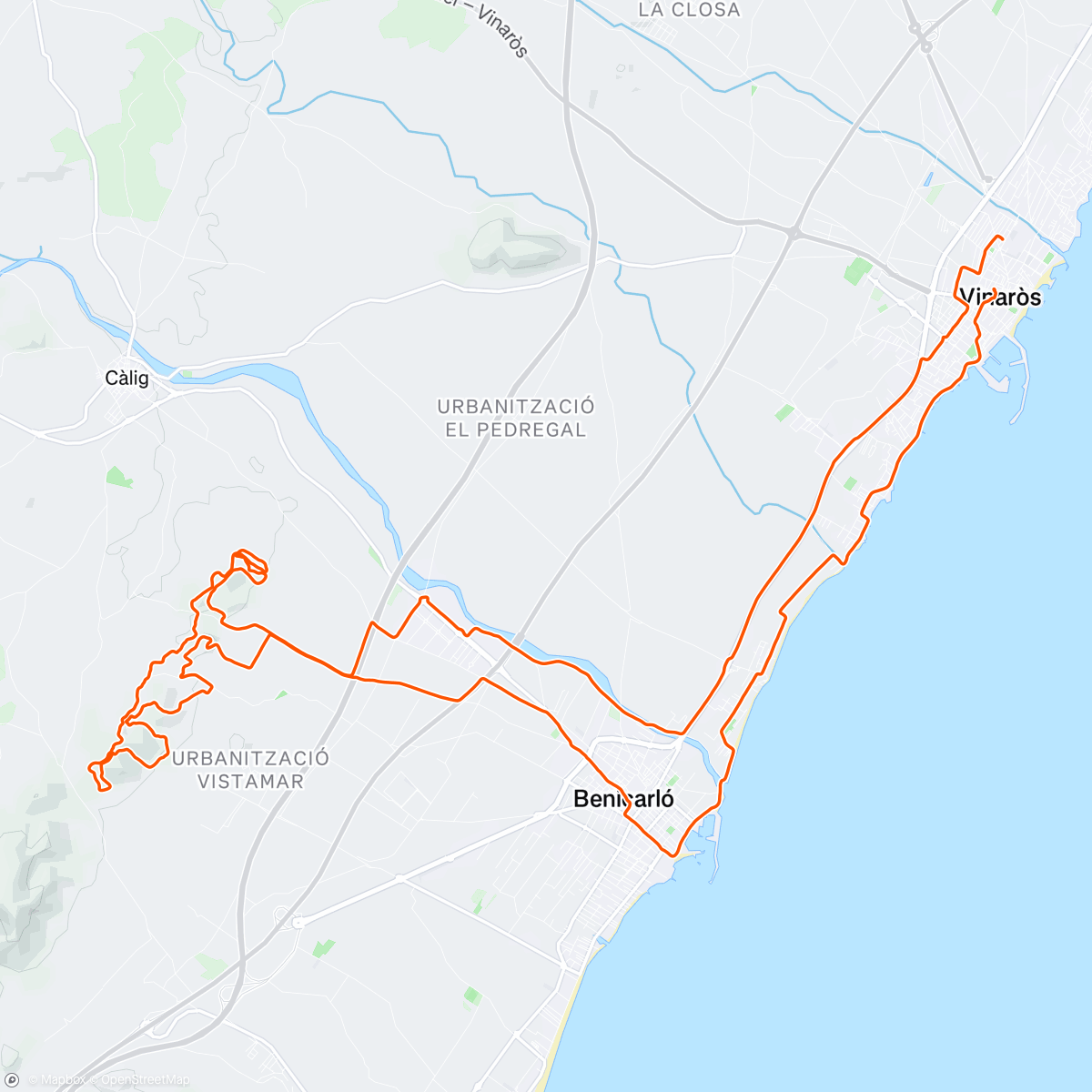 Map of the activity, Bicicleta de montaña eléctrica por la tarde