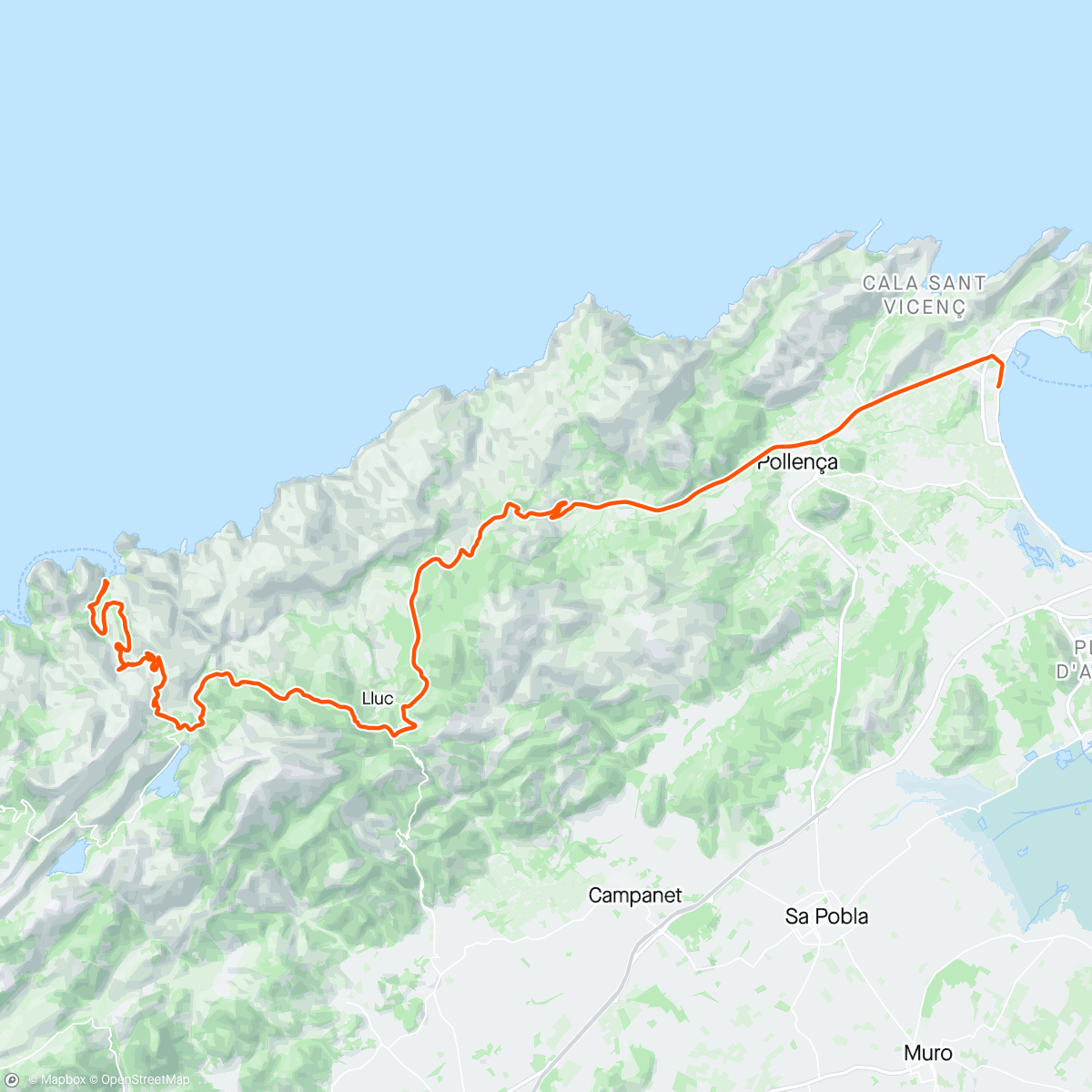 Map of the activity, Majorca - Sa Calobra - lots of huffing, puffing and grunting 😂 lots of chocolate consumed (in the name of carb loading!!)