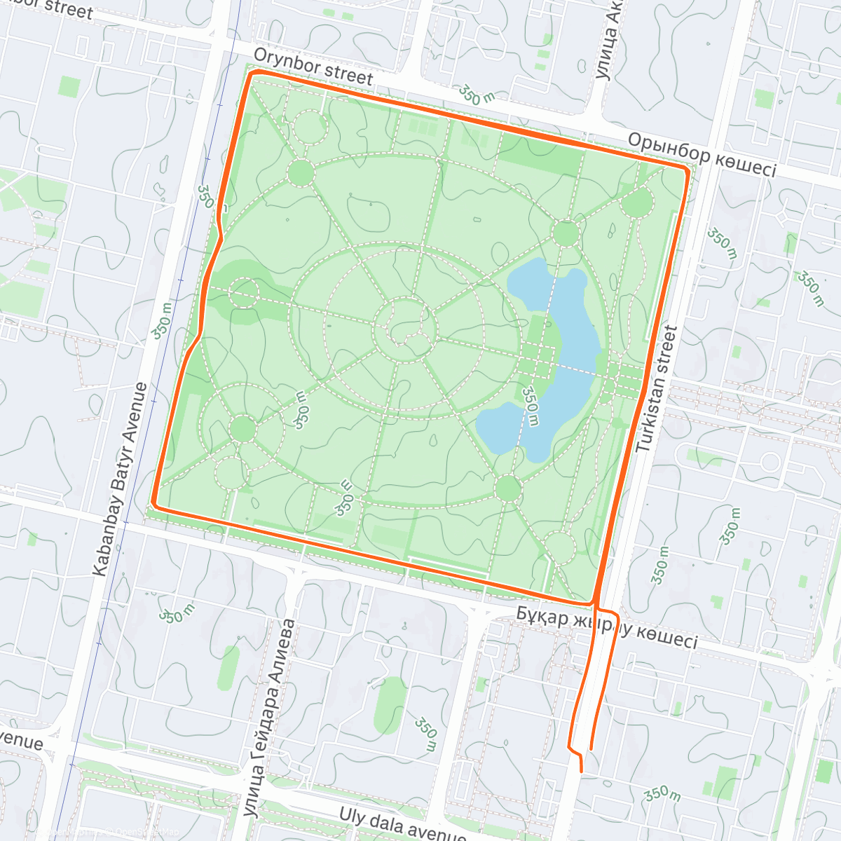 Map of the activity, Evening Run