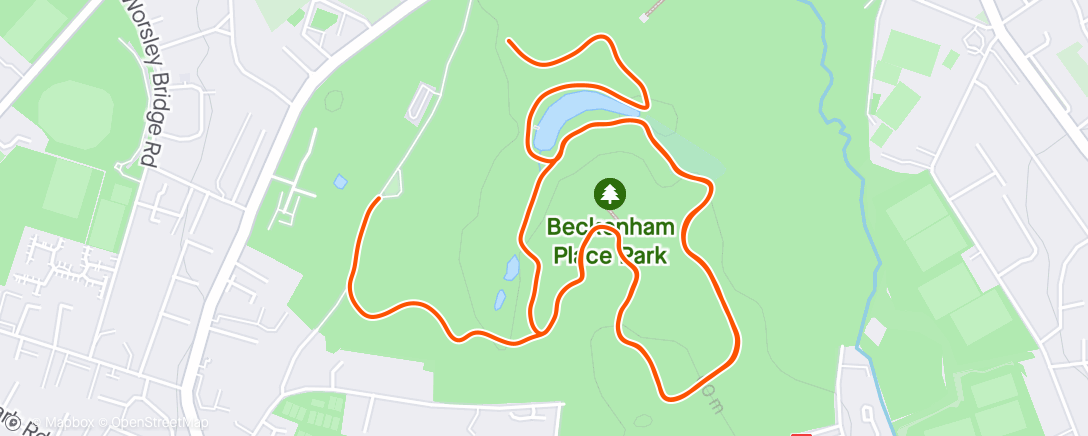 Map of the activity, Beckenham Place Parkrun ⛰️ 🥶