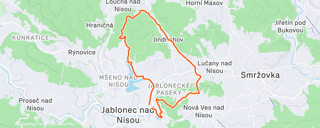 Map of the activity, Afternoon Run