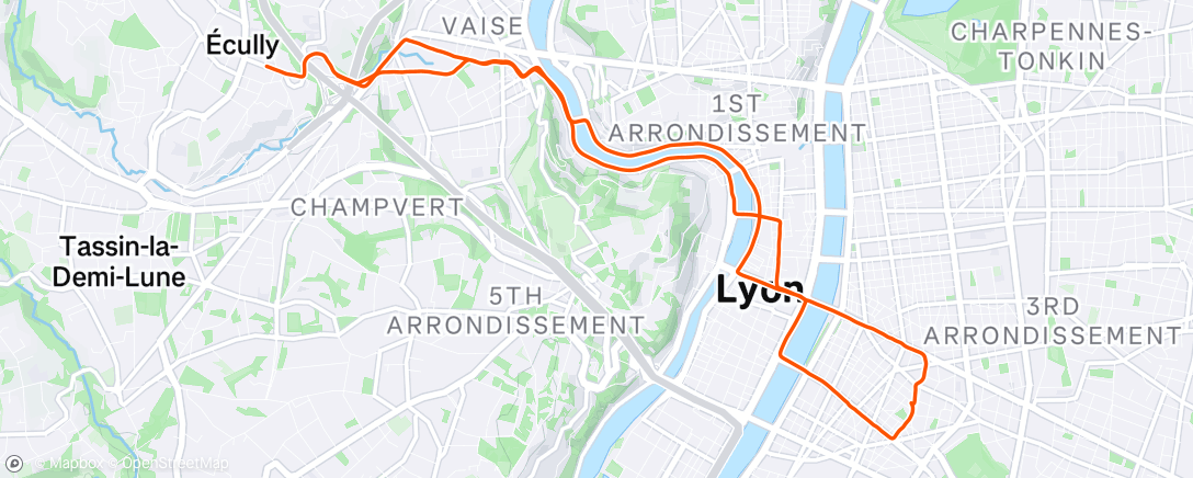 Map of the activity, Vélo / osteo / boulot