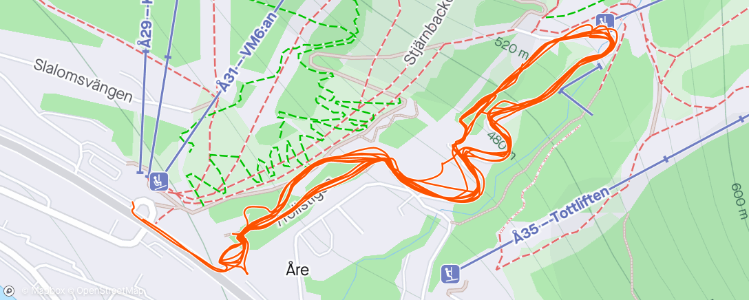 Map of the activity, Åre ride