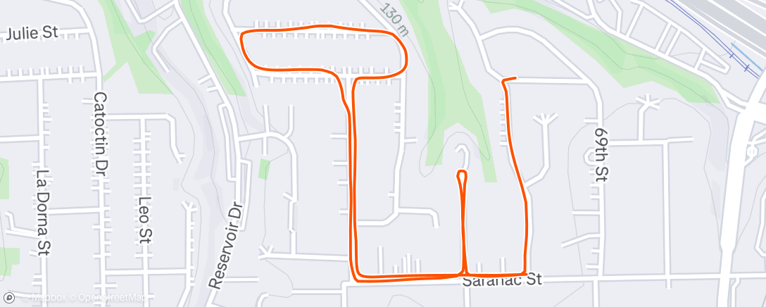 Map of the activity, Afternoon Run/walk